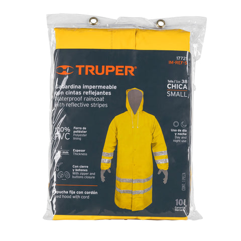 Gabardina impermeable doble capa con reflejante, CH, Truper | IM-REF-S | 17721