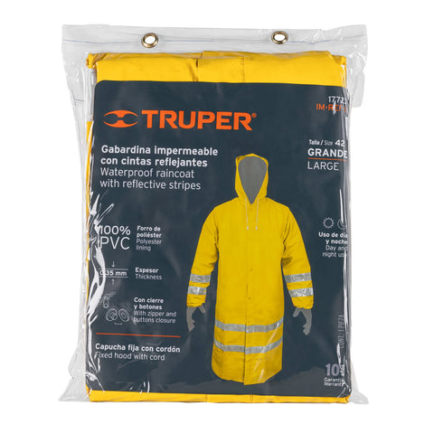 Gabardina impermeable doble capa con reflejante, G, Truper | IM-REF-L | 17723