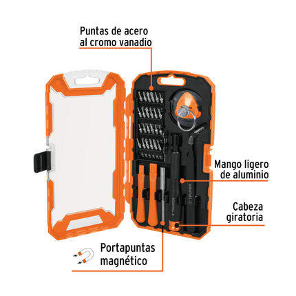 Juego de 32 piezas para reparación de electrónica, Truper | JGO-TEL-32 | 17762