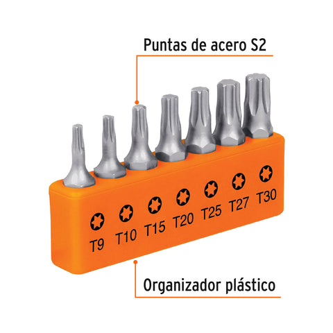 Juego de 7 puntas torx combinadas largo 1', Truper Expert | P7-15T | 17795