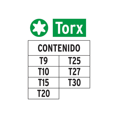 Juego de 7 puntas torx combinadas largo 1', Truper Expert | P7-15T | 17795