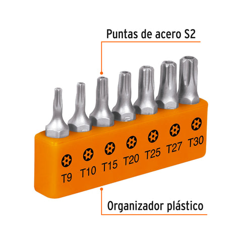 Juego de 7 puntas torx combinadas c/seguro largo 1', Expert | P7-15TS | 17797
