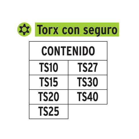 Juego de 7 puntas torx combinadas c/seguro largo 2', Expert | P7-20TS | 17813