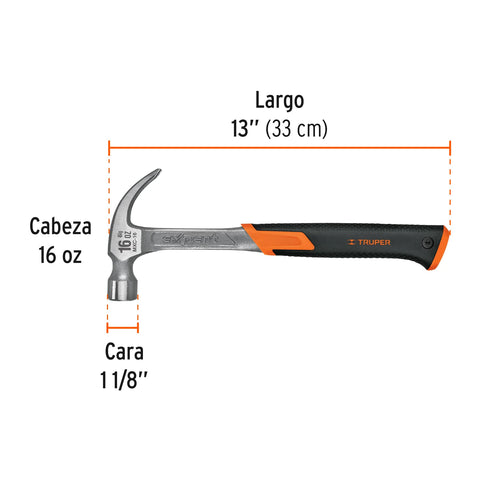 Martillo forjado 16 oz uña curva, mango con neopreno, Expert | MXC-16 | 17856