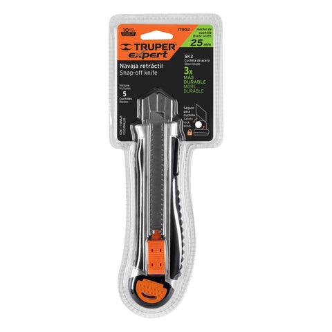 Cutter 25 mm trabajo pesado c/alma metálica y grip, Expert | CUT-7XX | 17902