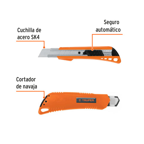 Cutter 25 mm reforzado de plástico con alma metálica, Truper | CUT-7 | 17904