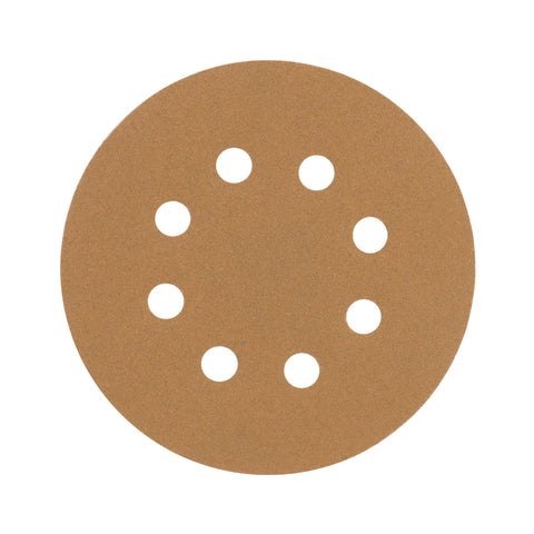 Paquete c/5 discos de lija 5' grano 120, 8 perforaciones | DIRO-512 | 17950