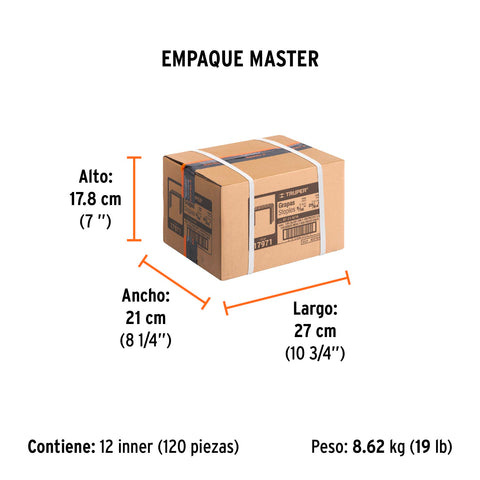 Caja con 1000 grapas 5/16'corona 11.3 mm para ET-21, Truper | ET-21-5/16 | 17971