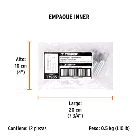 Bolsa con 2 carbones de repuesto para ASPI-16, TRUPER | CB-ASPI-16 | 17985