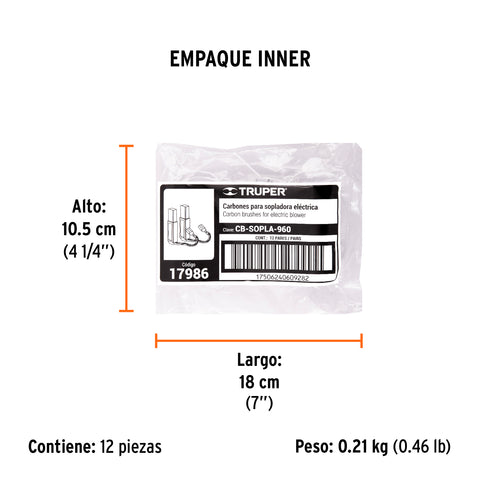 Bolsa con 2 carbones de repuesto para SOPLA-960, TRUPER | CB-SOPLA-960 | 17986