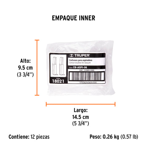 Bolsa con 2 carbones de repuesto para ASPI-06, TRUPER | CB-ASPI-06 | 18021