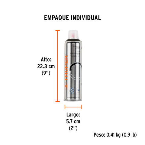 Pintura en aerosol alta temp. bote esbelto, negro, 400 ml | PA-ALTE-N | 18070