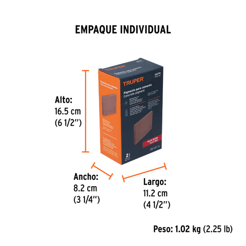 Pigmento rojo óxido para cemento, 1 kg, Truper | PICE-12 | 18074
