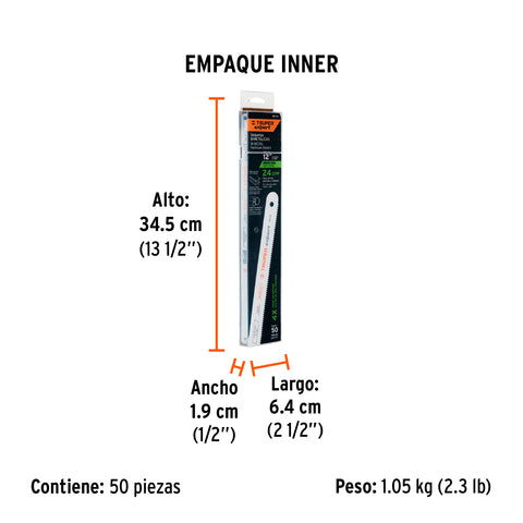 Segueta bimetálica de 12', 24 DPP, Truper Expert | SBI-24 | 18101