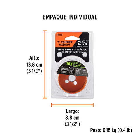Brocasierra bimetálica 2-3/8', Truper Expert | COBI-2-3/8 | 18118