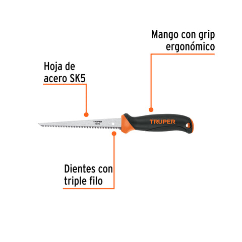 Serrucho de 6' para plafón y muros de yeso, Truper | STP-6X | 18174