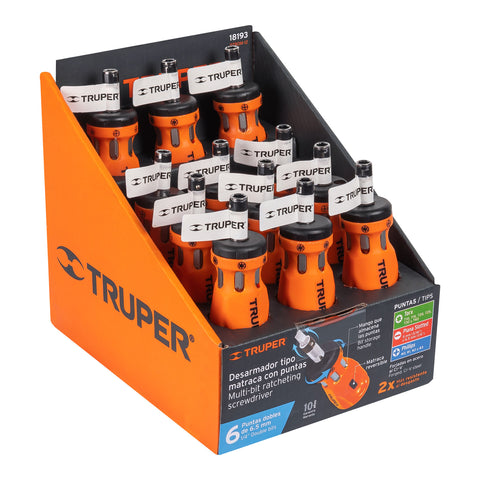 Desarmador tipo trompo con matraca y 6 puntas dobles, Truper | DTROM-12 | 18193