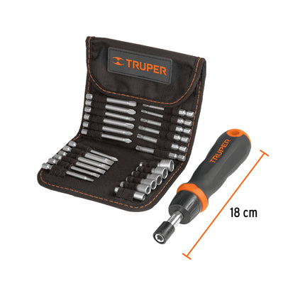 Desarmador tipo matraca con 18 puntas y 6 dados, Truper | JDM-26 | 18219