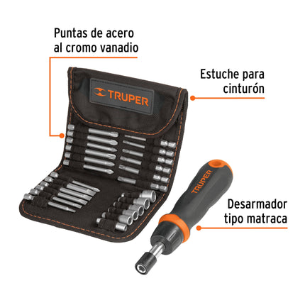 Desarmador tipo matraca con 18 puntas y 6 dados, Truper | JDM-26 | 18219