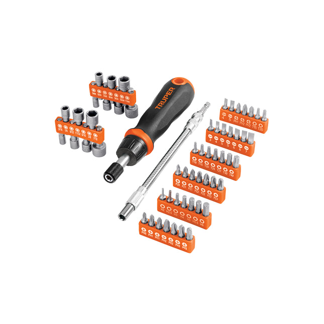 Desarmador tipo matraca con 42 puntas, 14 dados y extensión | JDM-58 | 18220