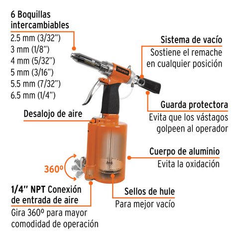 Remachadora neumática 1/4', Truper | TPN-884 | 18241