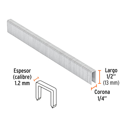 Caja con 5000 grapas corona 1/4' calibre 18, 13mm p/ENNE-120 | GRANEU-1/4-13 | 18270