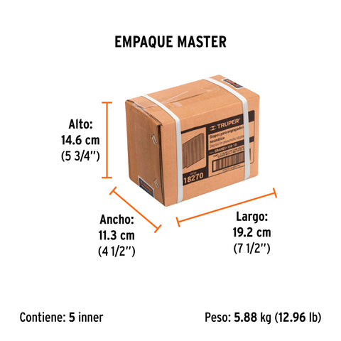 Caja con 5000 grapas corona 1/4' calibre 18, 13mm p/ENNE-120 | GRANEU-1/4-13 | 18270