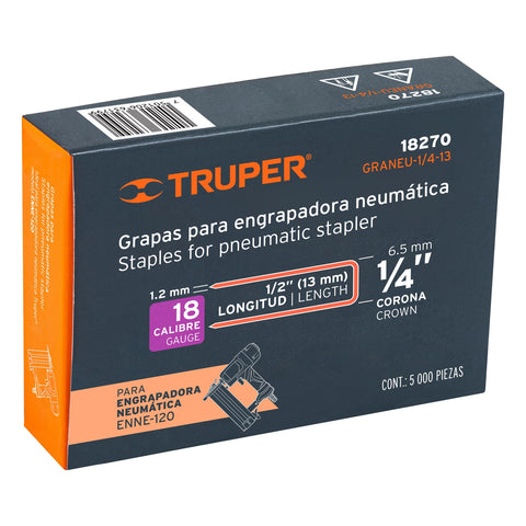 Caja con 5000 grapas corona 1/4' calibre 18, 13mm p/ENNE-120 | GRANEU-1/4-13 | 18270
