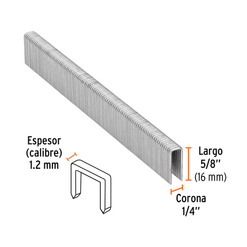 Caja con 5000 grapas corona 1/4' calibre 18, 16mm p/ENNE-120 | GRANEU-1/4-16 | 18271