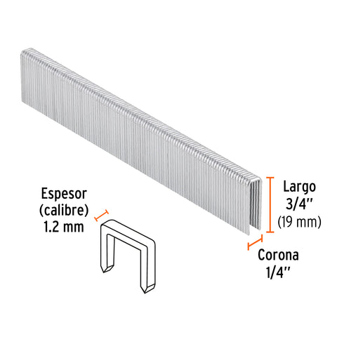 Caja con 5000 grapas corona 1/4' calibre 18, 19mm p/ENNE-120 | GRANEU-1/4-19 | 18272