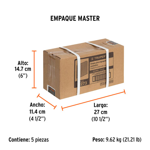 Caja con 5000 grapas corona 1/4' calibre 18, 22mm p/ENNE-120 | GRANEU-1/4-22 | 18273