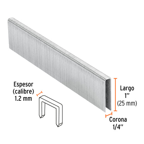 Caja con 5000 grapas corona 1/4' calibre 18, 25mm p/ENNE-120 | GRANEU-1/4-25 | 18274