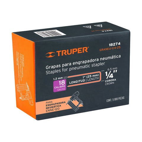 Caja con 5000 grapas corona 1/4' calibre 18, 25mm p/ENNE-120 | GRANEU-1/4-25 | 18274