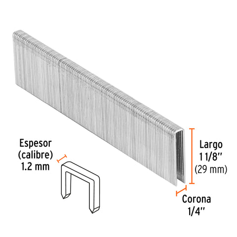 Caja con 5000 grapas corona 1/4' calibre 18, 28mm p/ENNE-120 | GRANEU-1/4-28 | 18275