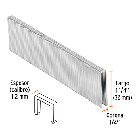 Caja con 5000 grapas corona 1/4' calibre 18, 32mm p/ENNE-120 | GRANEU-1/4-32 | 18276