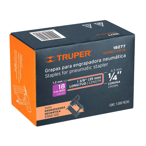 Caja con 5000 grapas corona 1/4' calibre 18, 35mm p/ENNE-120 | GRANEU-1/4-35 | 18277