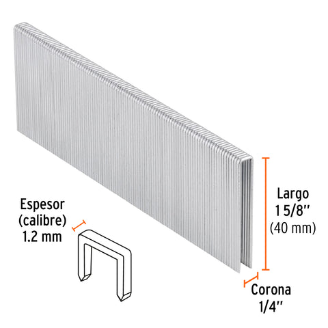 Caja con 5000 grapas corona 1/4' calibre 18, 40mm p/ENNE-120 | GRANEU-1/4-40 | 18279