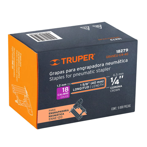 Caja con 5000 grapas corona 1/4' calibre 18, 40mm p/ENNE-120 | GRANEU-1/4-40 | 18279