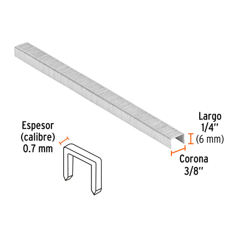 Caja con 5000 grapas corona 3/8' calibre 22, 6mm p/ENNE-70 | GRANEU-3/8-6 | 18282