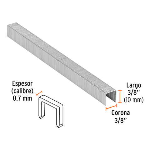 Caja con 5000 grapas corona 3/8' calibre 22, 10mm p/ENNE-70 | GRANEU-3/8-10 | 18284