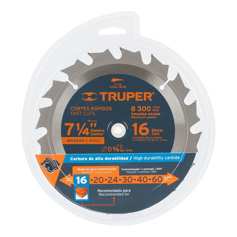 Disco sierra 7- 1/4' para madera, 16 dientes centro 5/8' | ST-716 | 18298