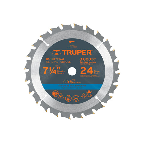 Disco sierra 7- 1/4' para madera, 24 dientes centro 5/8' | ST-724 | 18300
