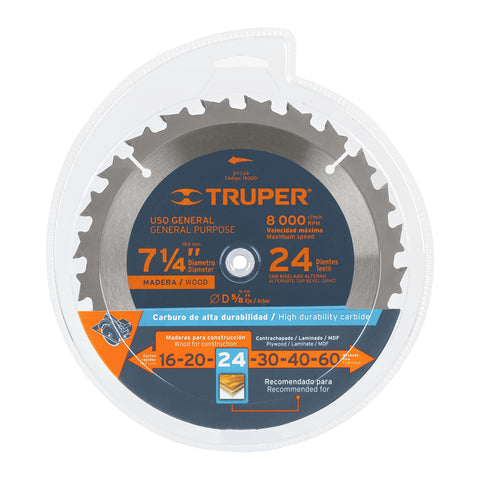 Disco sierra 7- 1/4' para madera, 24 dientes centro 5/8' | ST-724 | 18300