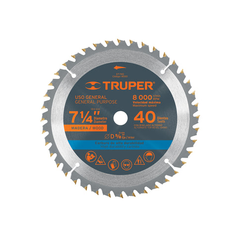 Disco sierra 7- 1/4' para madera, 40 dientes centro 5/8' | ST-740 | 18301