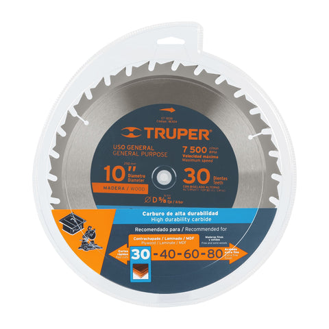 Disco sierra 10' para madera, 30 dientes centro 5/8', Truper | ST-1030 | 18304