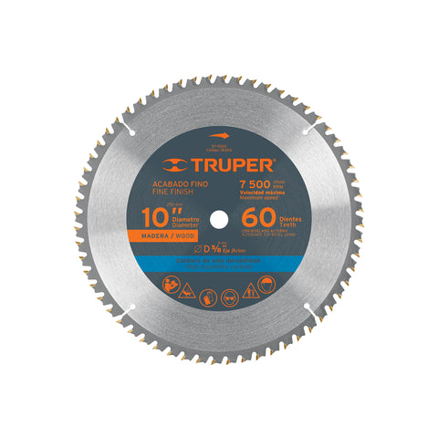 Disco sierra 10' para madera, 60 dientes centro 5/8', Truper | ST-1060 | 18306