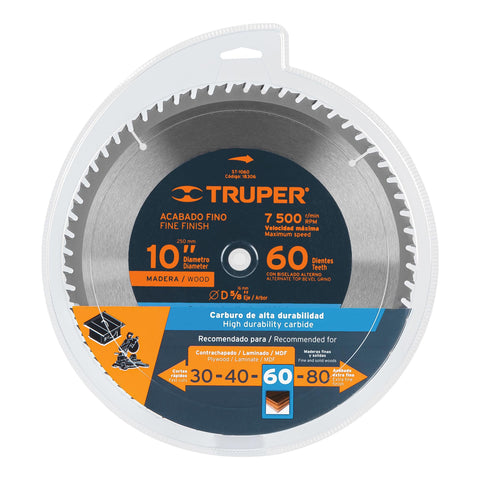 Disco sierra 10' para madera, 60 dientes centro 5/8', Truper | ST-1060 | 18306