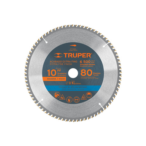 Disco sierra 10' para madera, 80 dientes centro 1', Truper | ST-1080E | 18309
