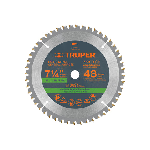 Disco sierra 7-1/4' multimaterial, 48 dientes centro 5/8' | ST-748 | 18317