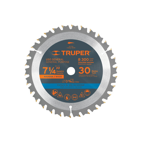 Disco sierra 7- 1/4' para madera, 30 dientes centro 5/8' | ST-730 | 18318